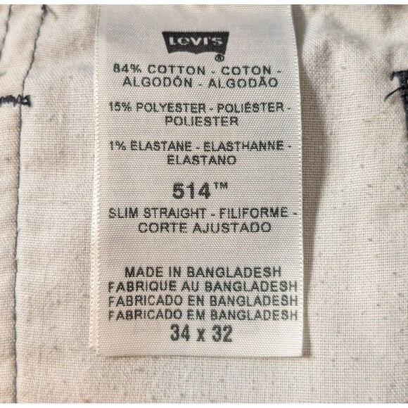 Levis 514 Size 34X32 Corduroy Jeans Black Slim Straight White Tab Smart Casual - Picture 7 of 11